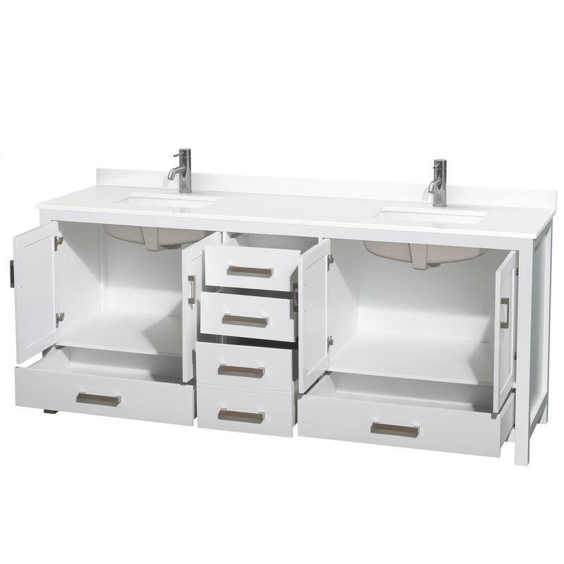 Sheffield 80-inch Double Vanity, Single Hole Quartz Top