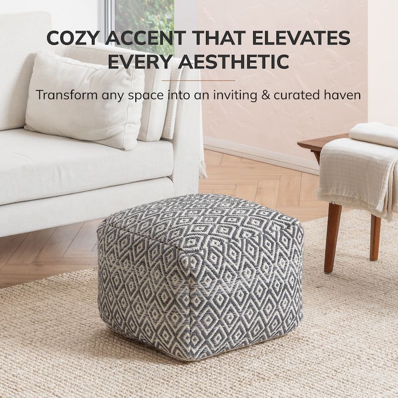 Jani 22-inch Ottoman Pouf - Handcrafted Handmade Ottoman for Seating, Footrest, Home Decor for Living Room, Bedroom