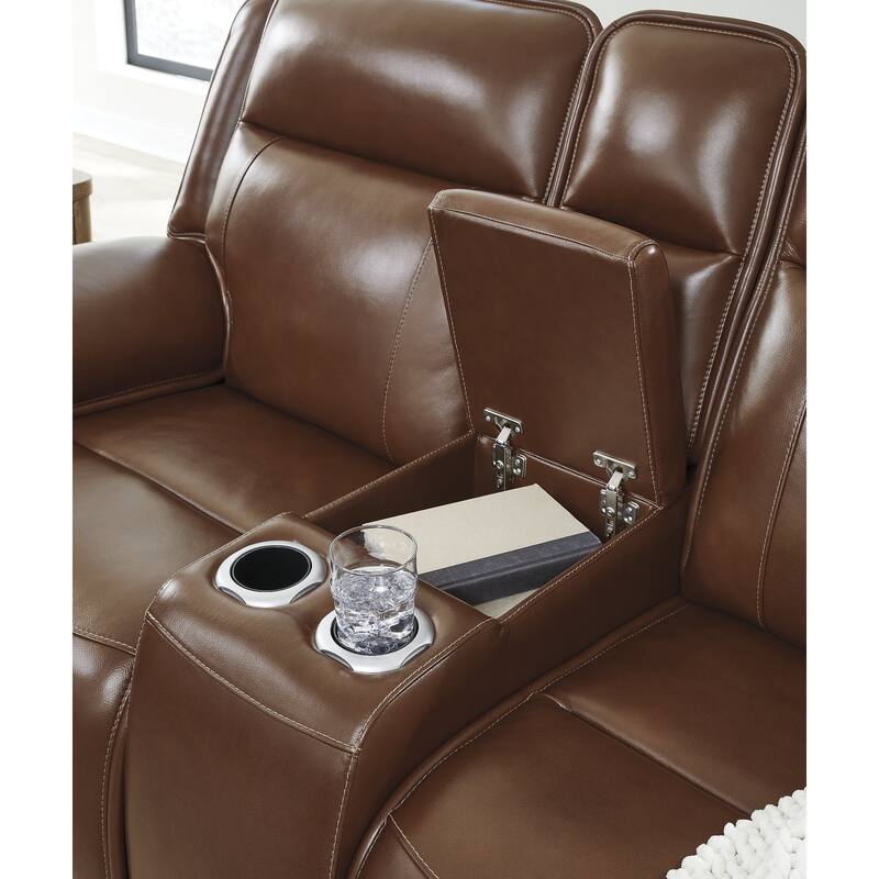 Signature Design by Ashley Healy Pier Brown Power Reclining Loveseat with Console - 78" W x 40" D x 42.25" H
