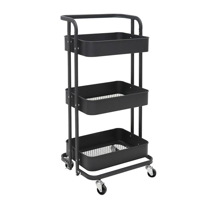 3 Tier Foldable Rolling Utility Cart