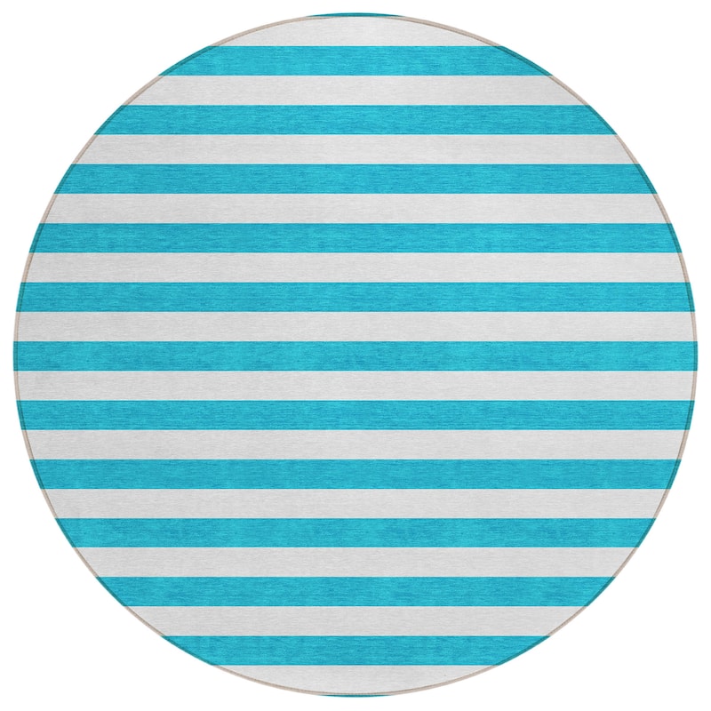 Machine Washable Indoor/ Outdoor Cabana Striped Chantille Rug