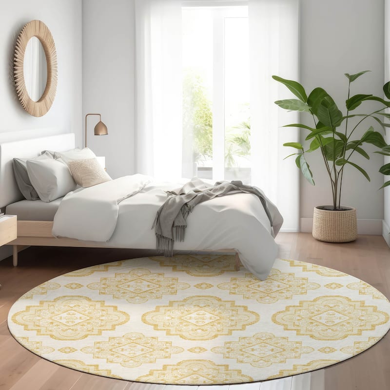 Premium Washable Super Soft Global Glam Mayfield Rug - Gold - 8' x 8'