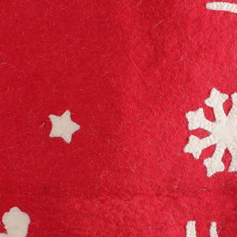 Novica Handmade Red Holidays Applique Wool Felt Table Runner