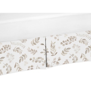Floral Leaf Boy Girl Crib Bed Skirt - Ivory Cream Beige Taupe and White ...