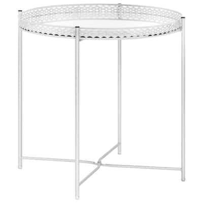 vidaXL Side Table Silver 15.7"x15.7"x16.1" Glass - 15.7" x 15.7" x 16.1"