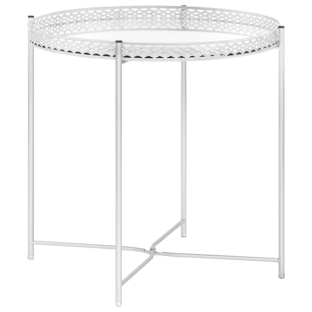 vidaXL Side Table Silver 15.7"x15.7"x16.1" Glass - 15.7" x 15.7" x 16.1"