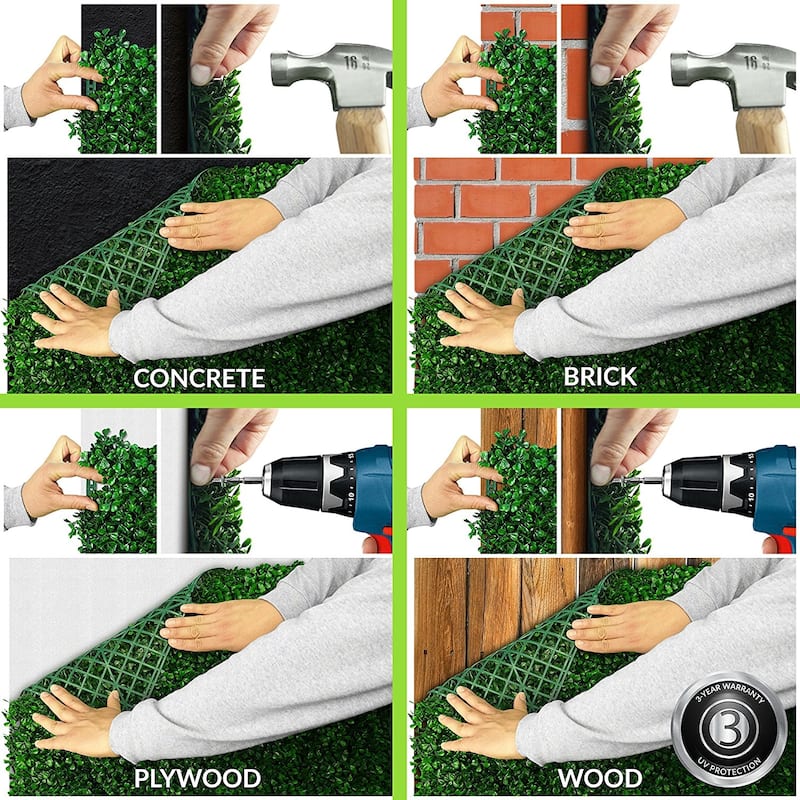 20"x20" Artificial Boxwood Hedge Greenery Panels - 108pc
