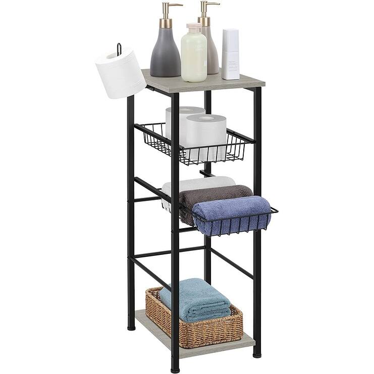 4 Tier Standing Organizer Rack - Oak