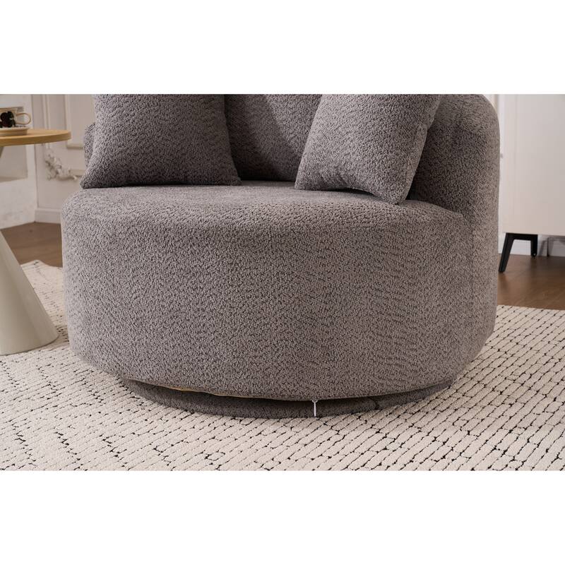 Swivel Compression Chair, Gray, Fabric/Foam/Wood, 39x28x27 inches