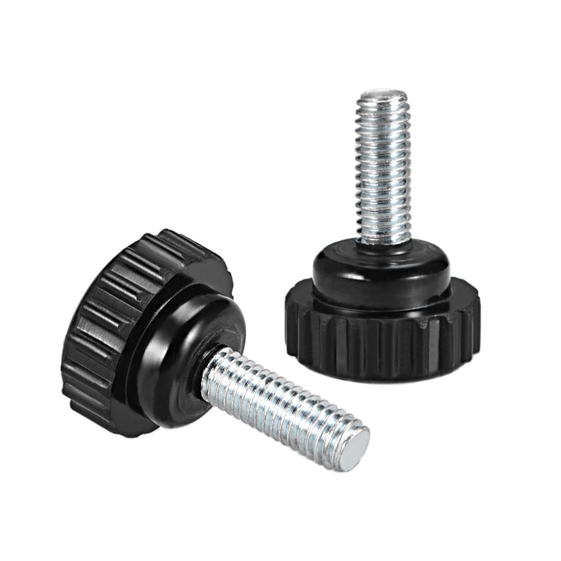 #10-24 x 1/2 Thumb Screw Stainless Steel Proudly Built in USA Length: 0.500 Standard/Coarse Thread Thumbscrew Black Knurled Round Plastic Knob 4 Package of 