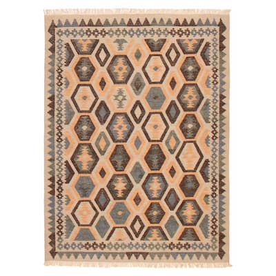 Ankara FW Khaki Kilim 5'5" x 7'5" - 5'5 x 7'5