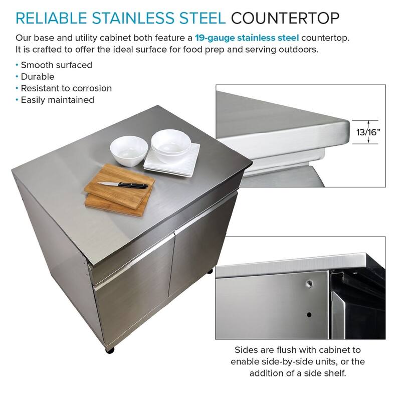 Transolid OUC6424 Outdoor Kitchen 64-in x 24-in x 37-in Double Utility Cabinet, Stainless Steel - 64-in x 24-in x 37-in
