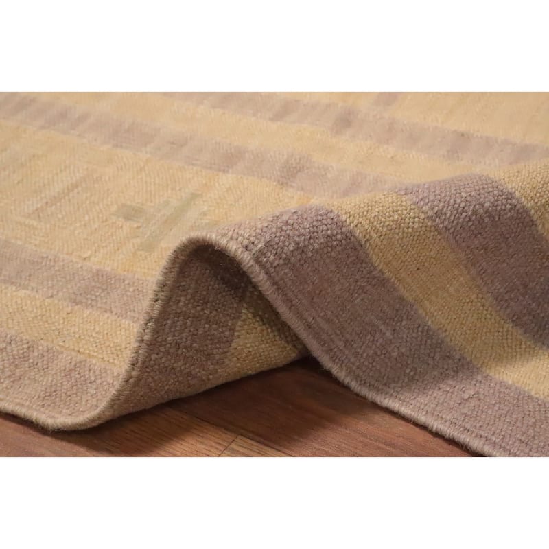 Hand Woven Oriental 100% Wool Carpet Southwestern Tribal Yellow & Gold Kilim Area Rug - 8' 10'' X 6' 4''