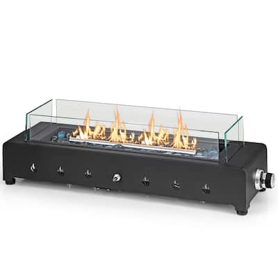 Costway 30" Tabletop Propane Fire Pit with Wind Guard Glass Rocks - See Details