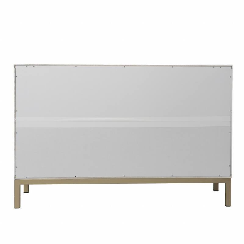 HomeRoots 40" White Carved Geometric Sideboard with Two Doors