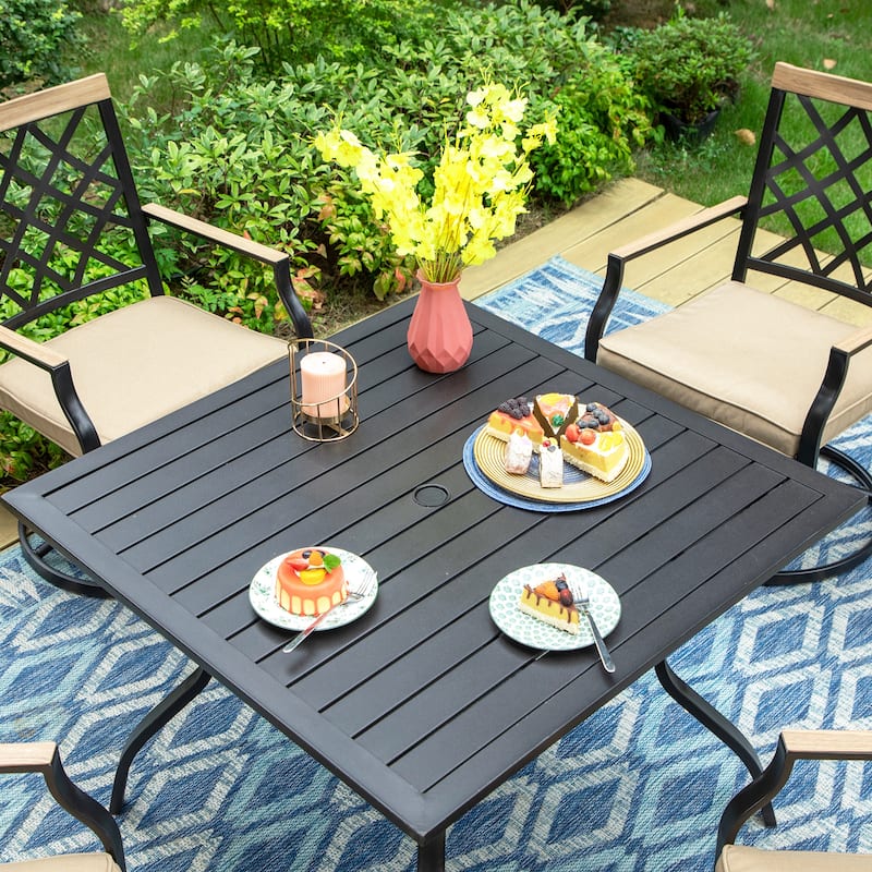 MAISON ARTS 5/7-Piece Patio Dining Set, 1 Metal Table with 4/6 Metal Swivel Dining Chairs