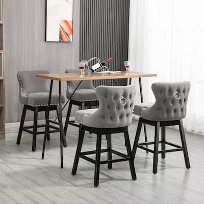 AVAWING Set of 4 Upholstered Fabric Bar Stools Chairs