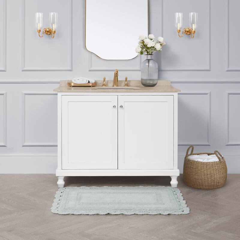 Laura Ashley Reversible Cotton Crochet Bath Rug
