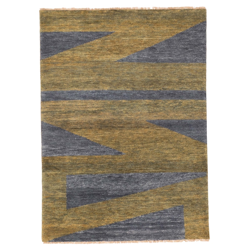 ECARPETGALLERY Hand-knotted Peshawar Ziegler Olive Wool Rug - 4'11 x 6'10