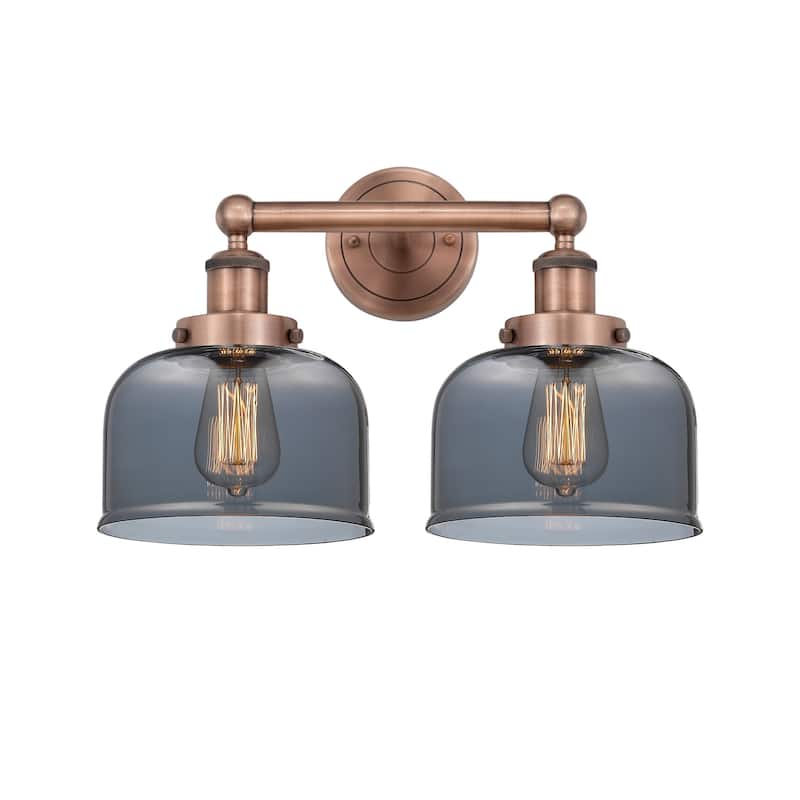 Innovations Lighting 616-2W-10-16-L Bell Vanity Bell 2 Light 16" Wide - Antique Copper / Plated Smoke