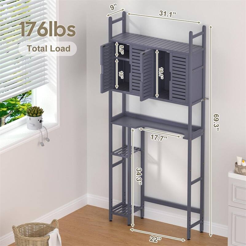 Over The Toilet Storage - 9.06"D x 31.1"W x 70.47"H