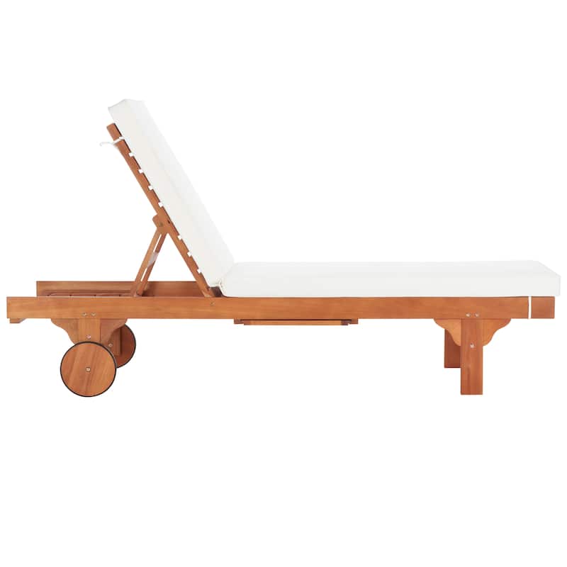 SAFAVIEH Outdoor Aubrie Adjustable Chaise Lounge Chair with Wheel.