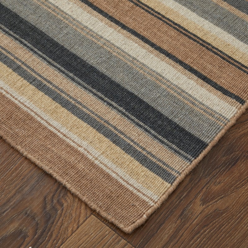 Grand Bazaar Naida Hand Knotted Stripes Transitional Area Rug