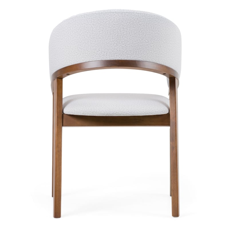 Cid Naj Dining Chair, Gray Fabric Cushions, Curved Walnut Brown Rubberwood