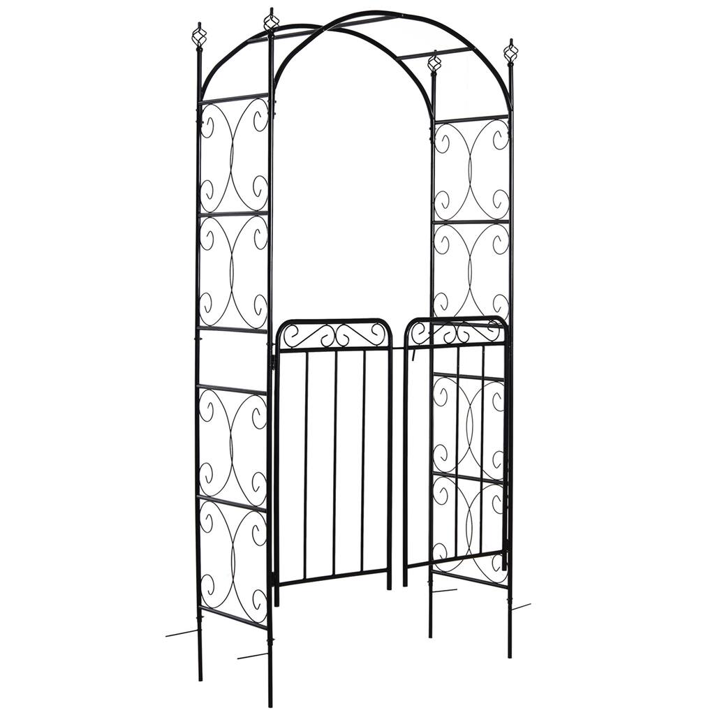 Outsunny Garden Arch Arbor with Gate, Metal Arch Trellis - Overstock ...
