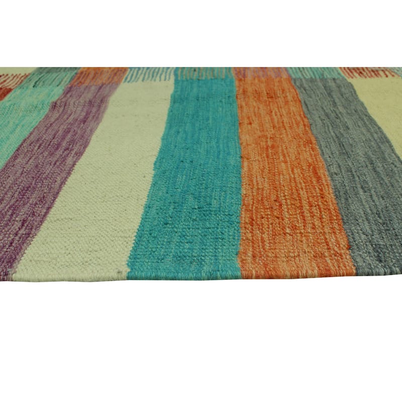 Hand-Woven Winchester Kilim Nuriya Ivory/Rust Rug - 5'0" x 6'6"