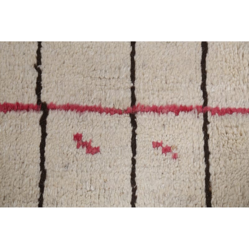 Tribal Moroccan Oriental Wool Area Rug Hand-knotted Foyer Size Carpet - 4'0" x 6'4"