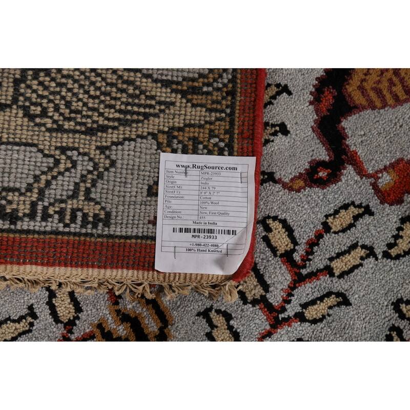 Animals Pictorial Ziegler Indian Runner Rug Hand-Knotted Wool Carpet - 2'7"x 8'0"