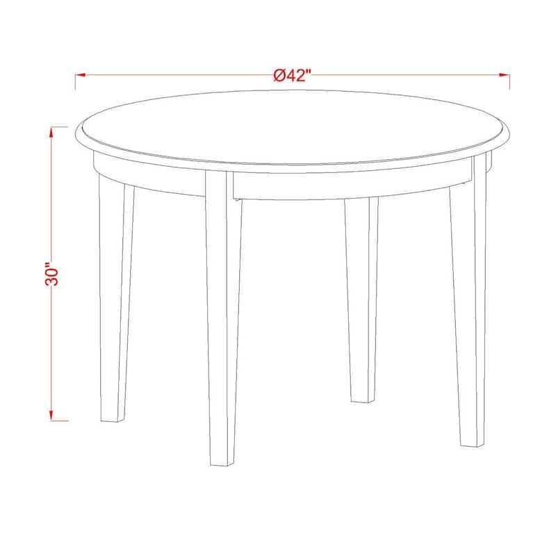 East West Furniture 5 Piece Dining Room Furniture Set- a Round Kitchen Table and 4 Dining Chairs, 42x42 Inch, Linen White