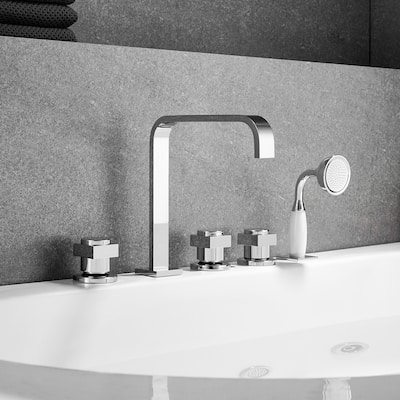 Altair Vikran Triple Handle Deck-Mount Roman Tub Faucet Trim with Handshower