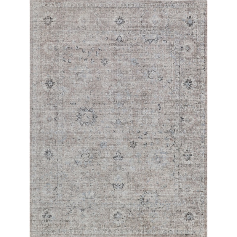 EXQUISITE RUGS Cambridge Handloomed Wool/Bamboo Silk Silver/Brown Area