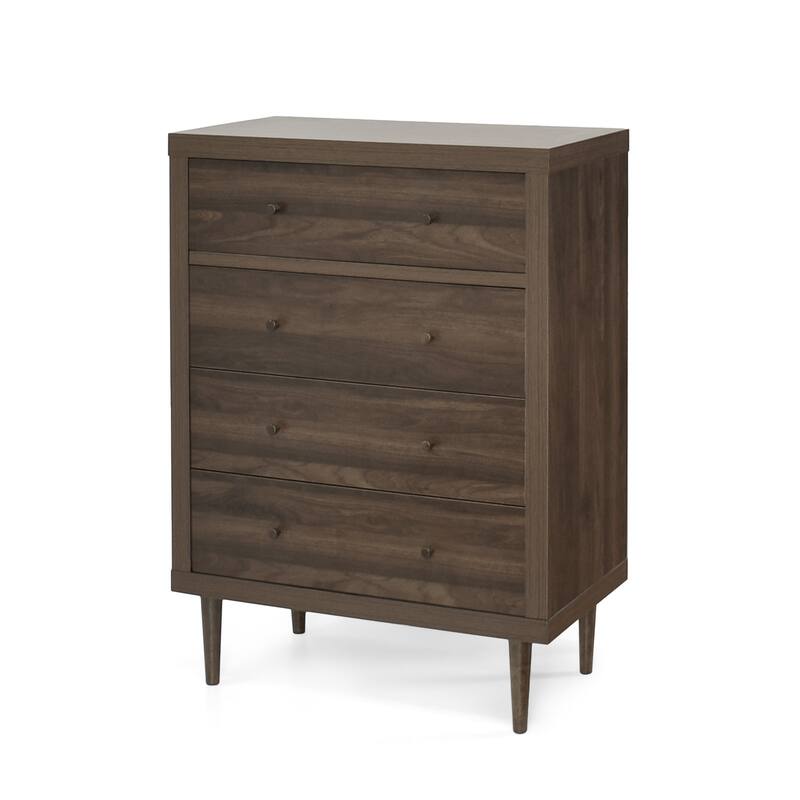 4-Drawer Vertical Chest with Metal Handle, Metal Frame and Wood Top for Bedroom