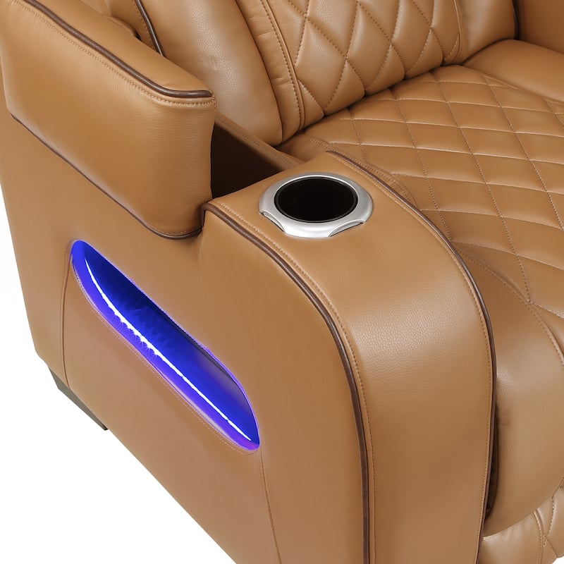 Ezra 37.5" Faux Leather Power Recliner - Power Heatrest, Cup Holders