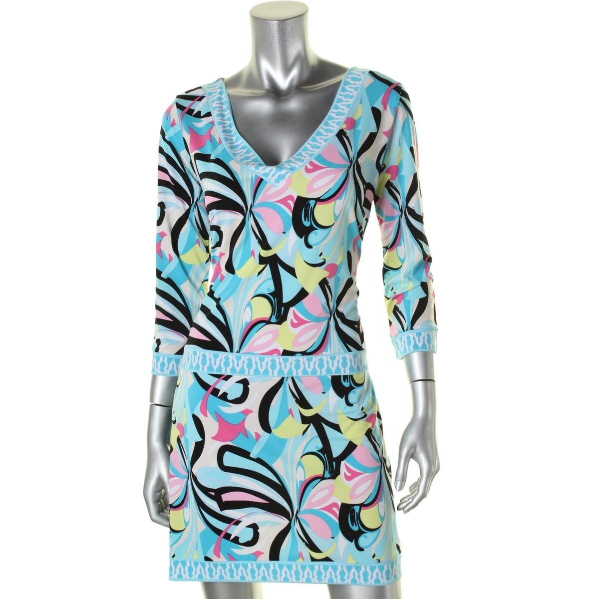 Shop The Macbeth Collection Womens Casual Dress Printed Border Trim M Overstock 19664633