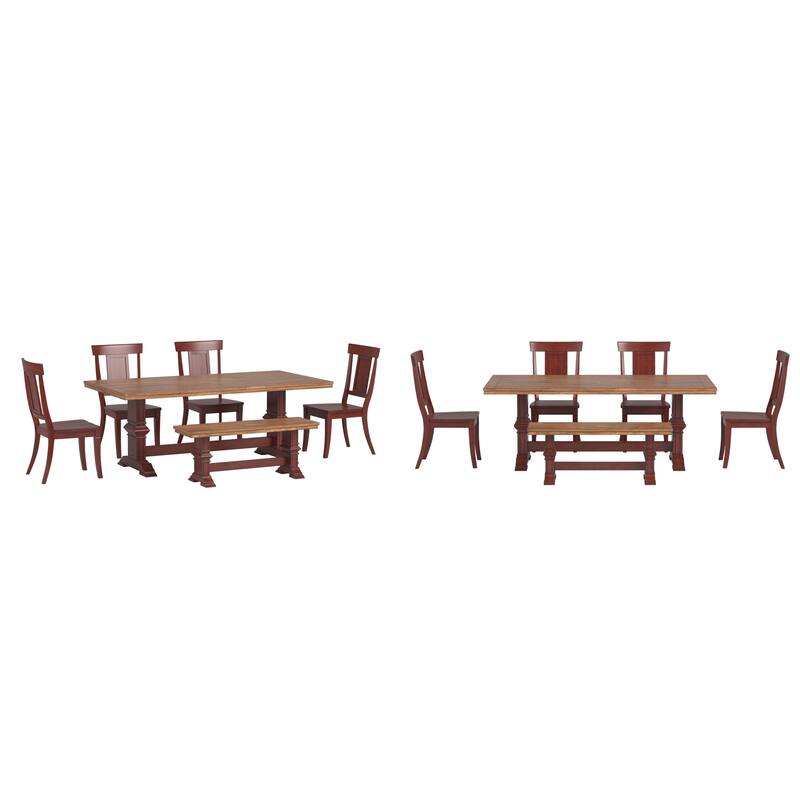 Ronda 78.7" Rectangular Solid Wood Top Dining Set with Panel Back Chairs