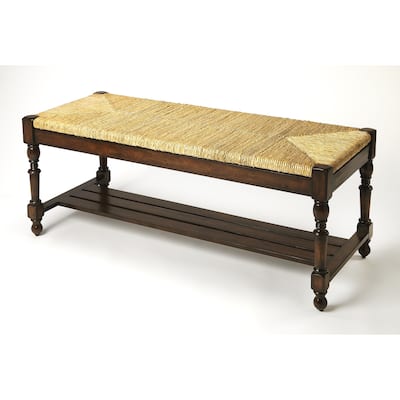 Butler Heritage Wood Bench with Woven Rope Seat