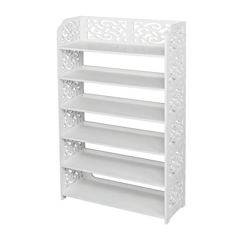 6 Tier Carved Storage Organizer Standing Shoe Rack Shelf Cabinet