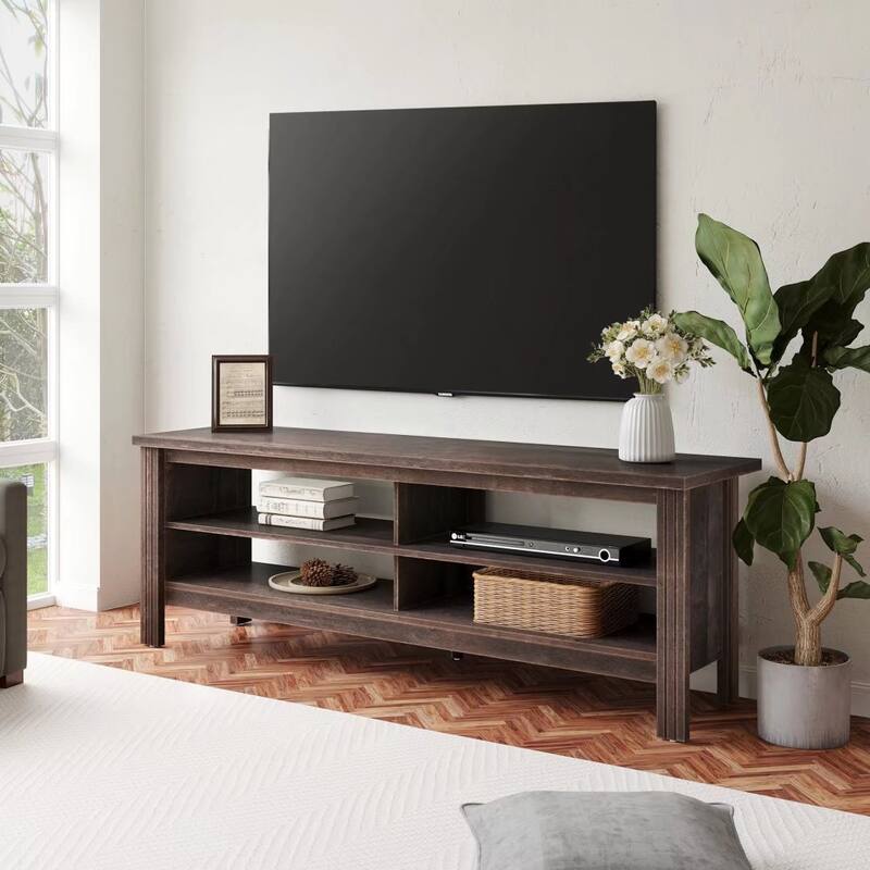 LED TV Stand for 65-75 Inch TV, TV Console with Warm White LED Light