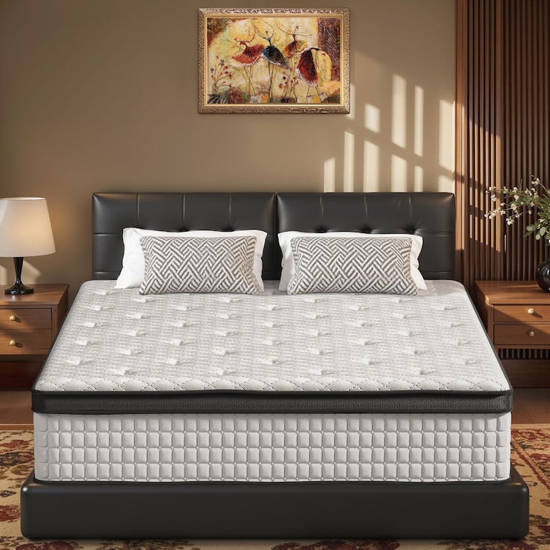Meyreso 12-inch Hybrid Mattress with Memory Foam Comfort & Individually Wrapped Coils - White - Full - Plush