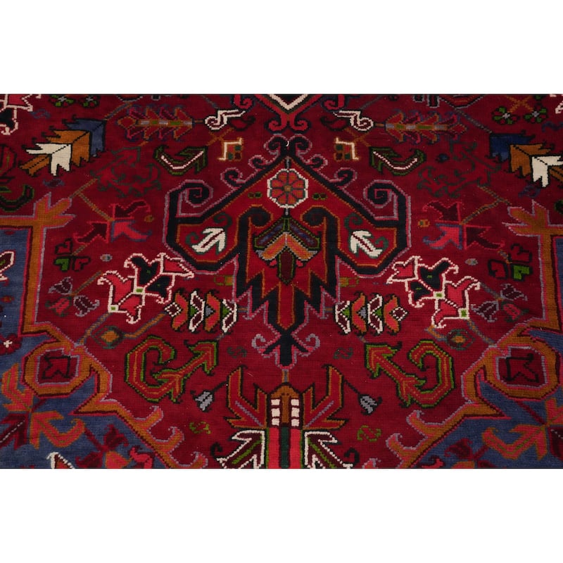 Hand Knotted Oriental 100% Wool Carpet Traditional Medallion Red Heriz Area Rug - 11' 3'' X 8' 5''
