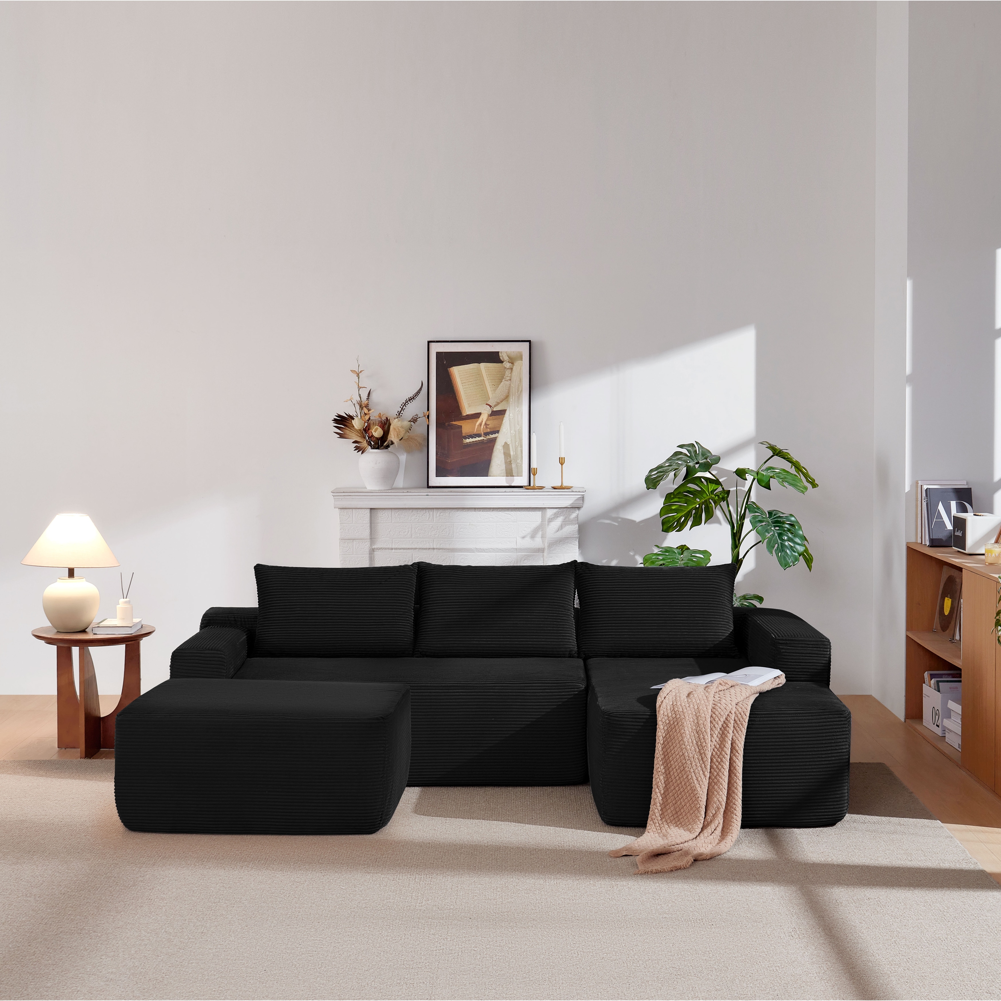 105.7"Cloud Sectional Couch with U-Shaped Chaise,Modern Modular Sofa with Deep Seat, Upholstered Couches,No Assembly Required