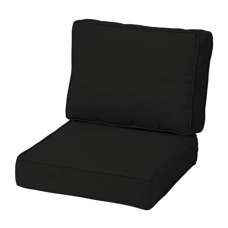 Arden Selections ProFoam Outdoor Plush Deep Seat Set - 24 L x 24 W - Onyx Black