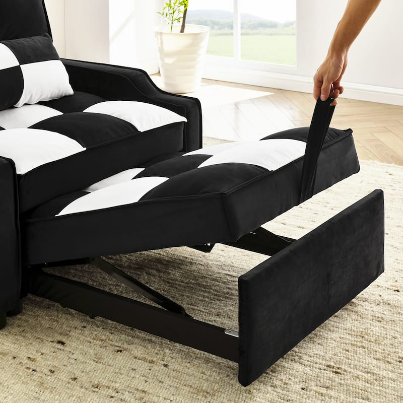 Modern Velvet Loveseat Sofa Couch Pull Out Bed,3 in 1 Convertible For Living Room Sofa Bed