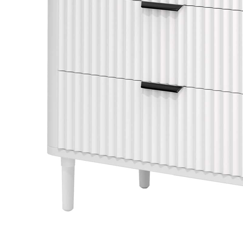3 Drawer Dresser Storage Dresser Chest of Drawers with Waveform Panel Wood
