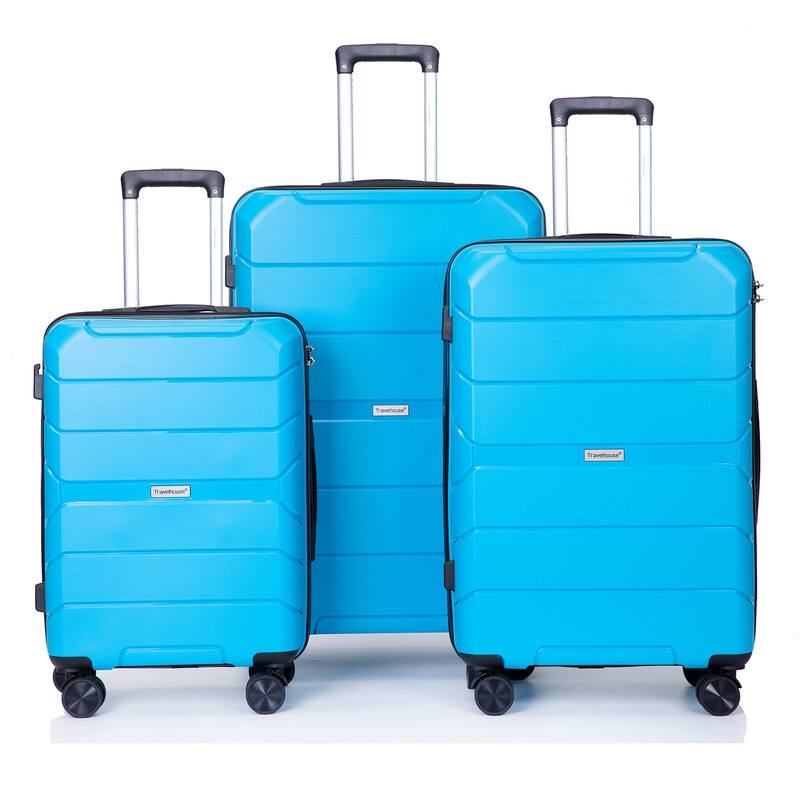 3PCS Suitcase Luggage Sets with TSA Lock and Spinner Wheels(20"/24"/28") - Light Blue