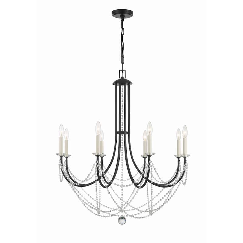 Delilah 8 Light Matte Black Chandelier - 31.5"W x 37"H